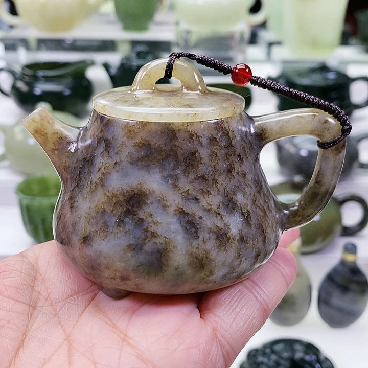 未镶嵌和田玉挂件穿*鱼茶壶