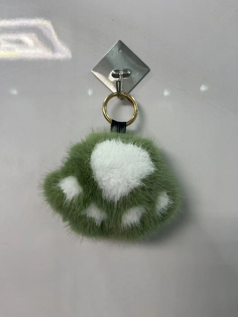 仿水貂毛可爱风挂件小脚丫手工