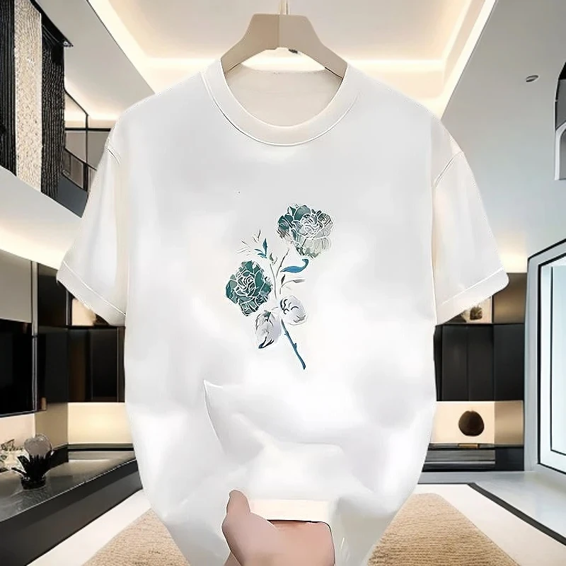 仓石一树潮牌美式复古短袖t恤男夏季宽松重磅纯棉情侣装白色上衣