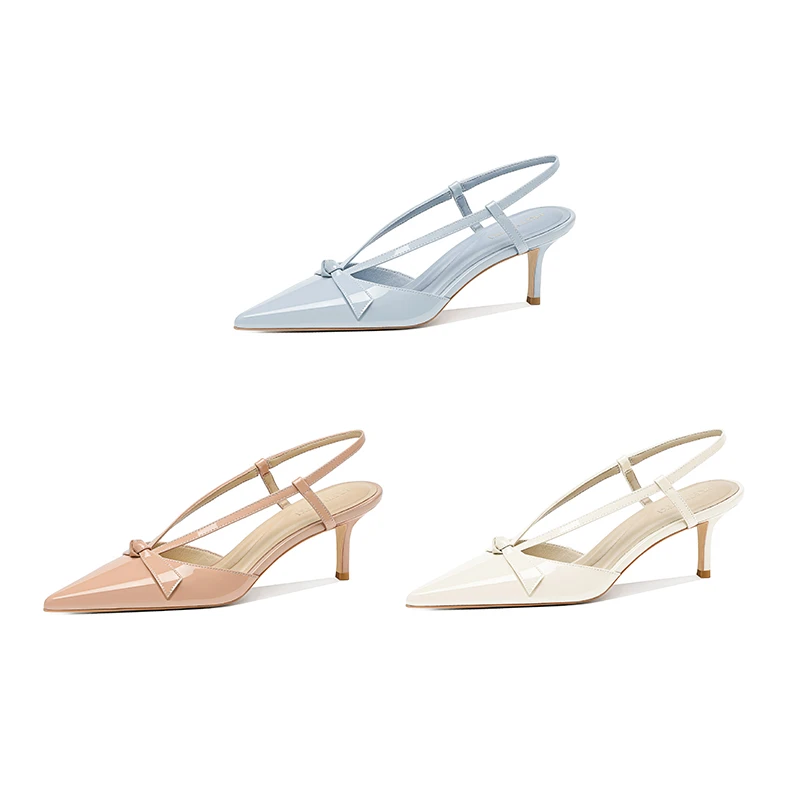 【跟高6cm】2025年夏季新款尖头蝴蝶结包头细跟高跟凉鞋女