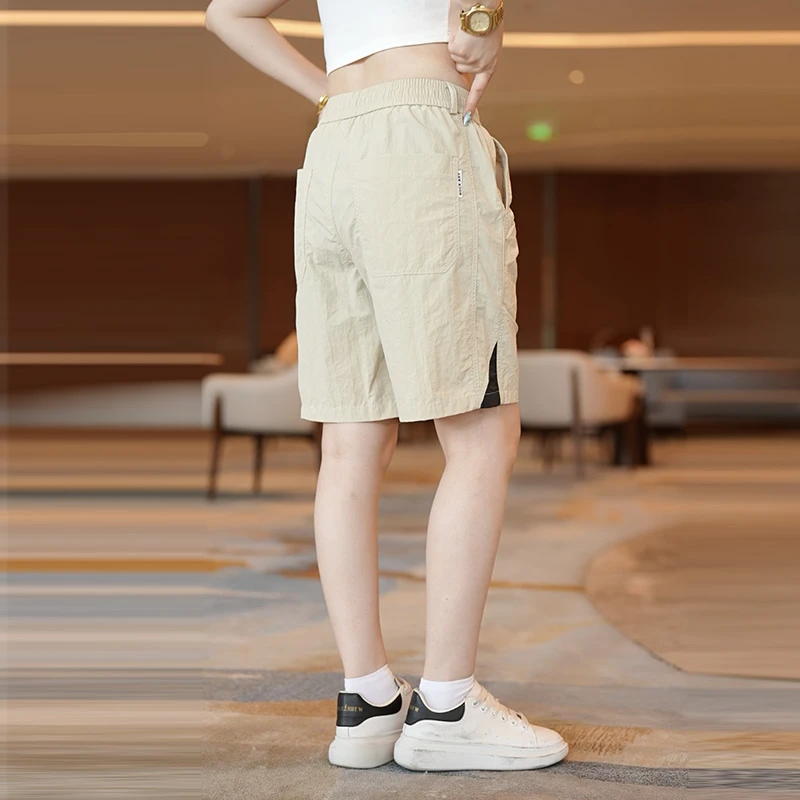 短裤男卡其色宽松速干裤子夏季潮牌运动裤薄款美式男生休闲五分裤