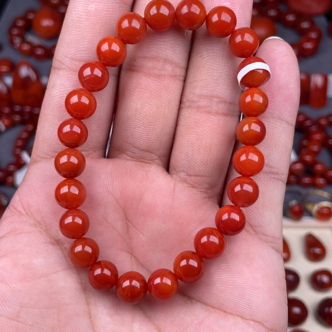 南红玛瑙未镶嵌瓦西南红圆珠手串8mm
