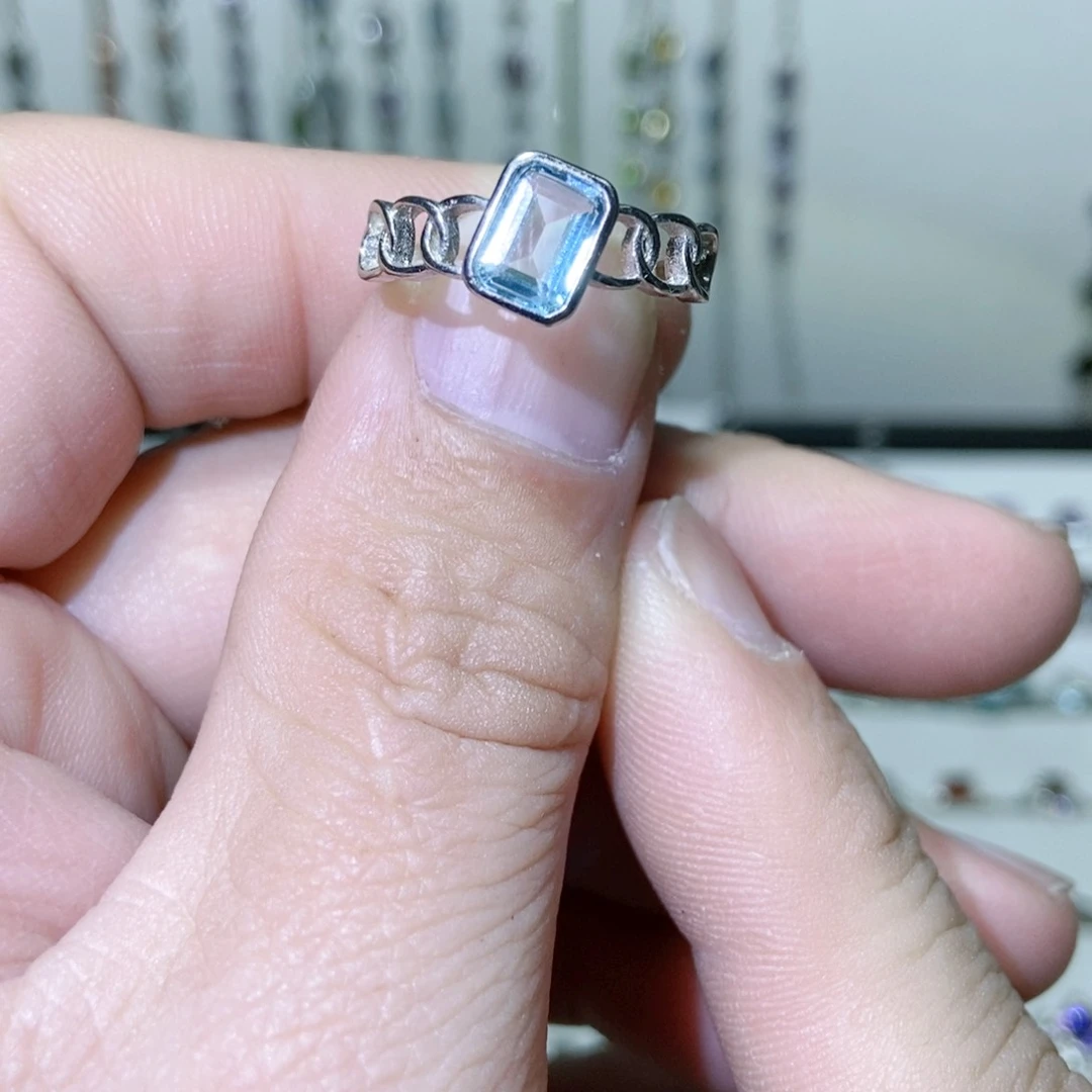绿水晶戒指银S925镶嵌