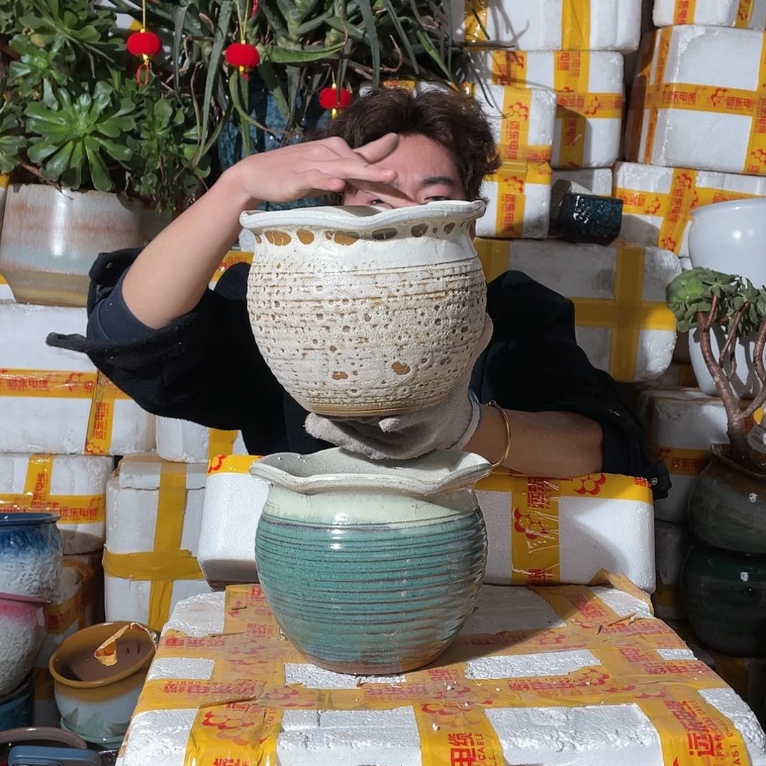 无铅玻璃宜兴紫砂花盆