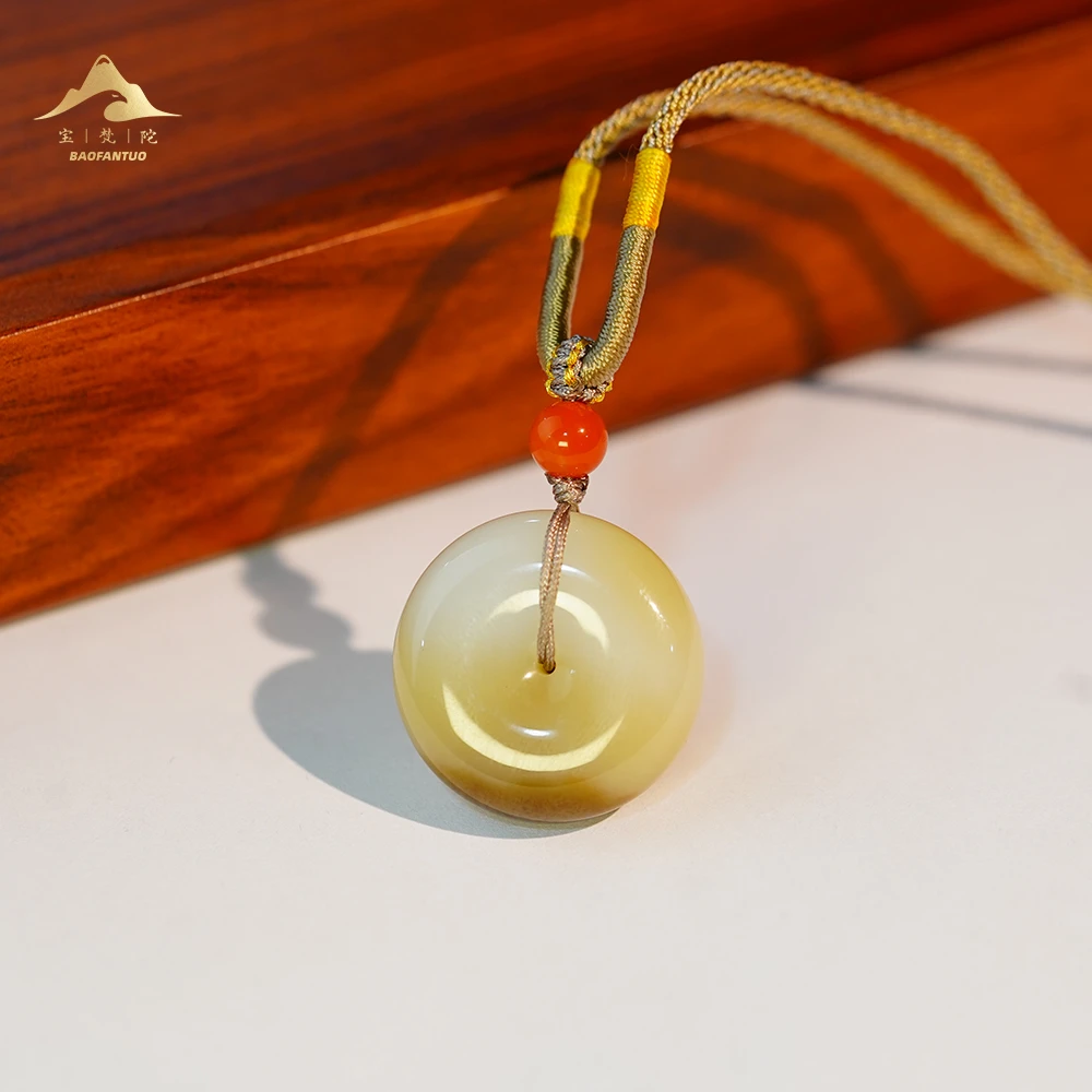 和田玉糖白平安扣【扣肉推荐】2165