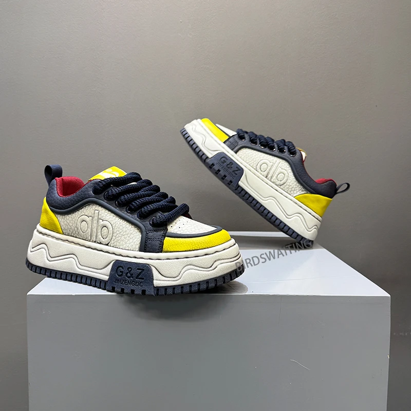 2025秋冬新款休闲时尚加绒男鞋厚底增高擦色运动皮面百搭男士棉鞋