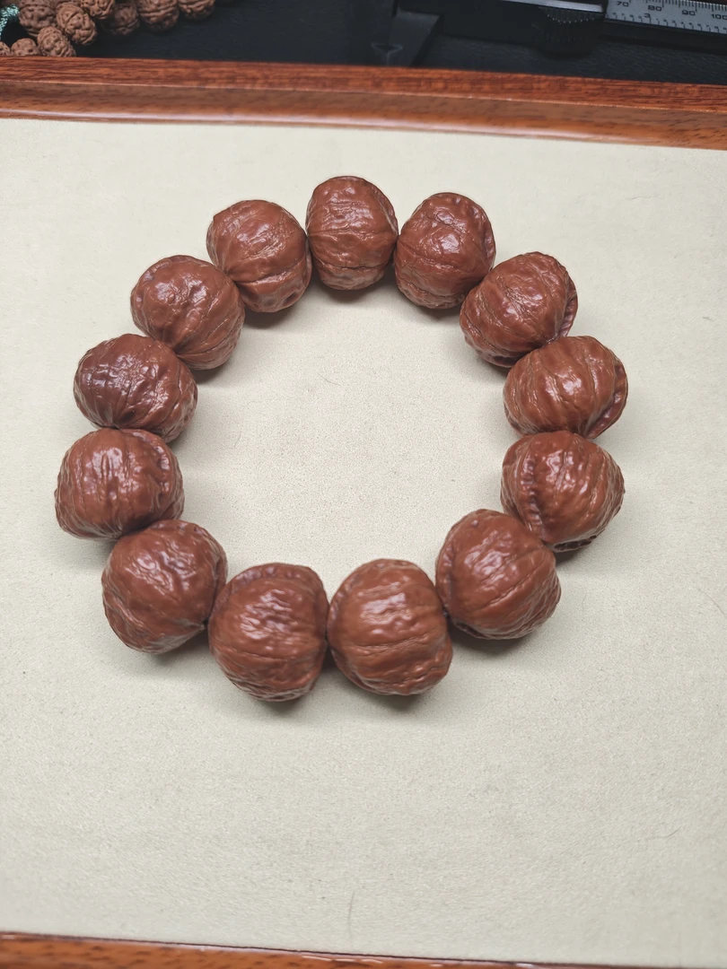 浅纹三角矮桩打底款楸核桃手串文玩核桃单圈25mm