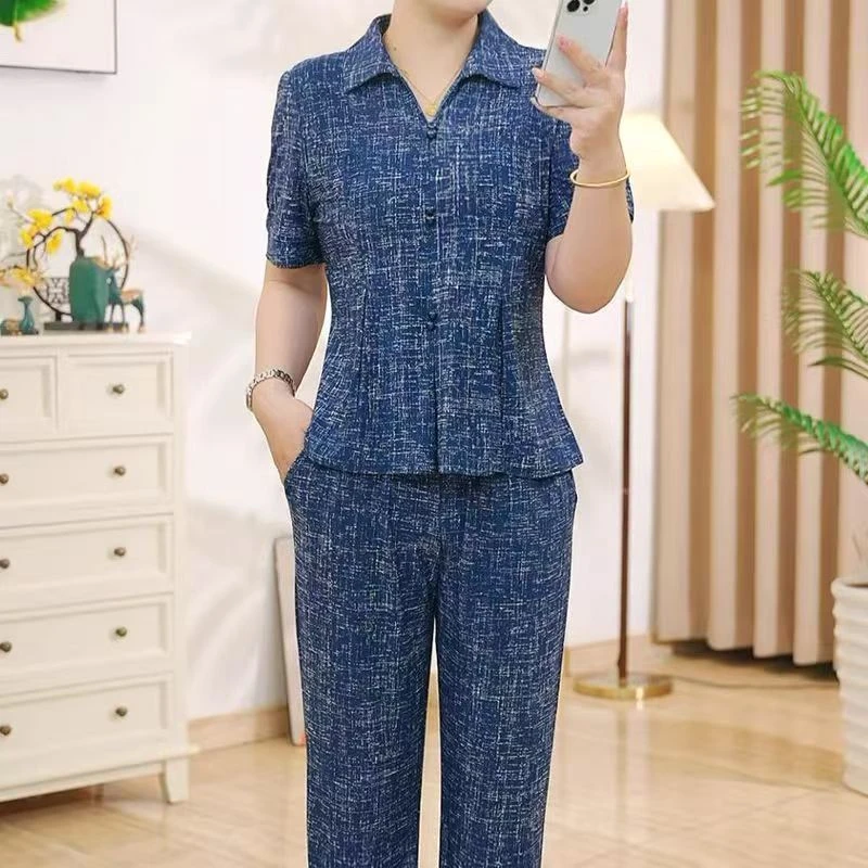 9458-时尚套装减龄长裤气质小个子套装洋气女神范短袖【丽佳萍】