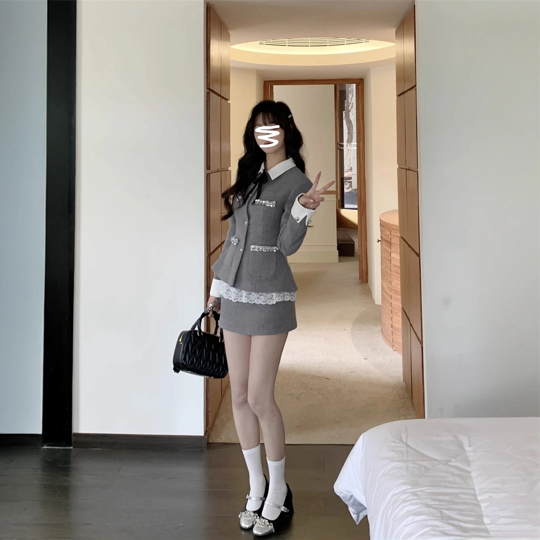 圣约翰艺术生 法式千金高级感外套半身裙套装
