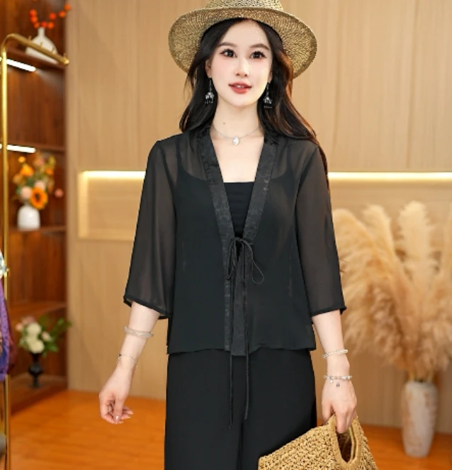 9335-29【云】墨染 新款女士外披小衫