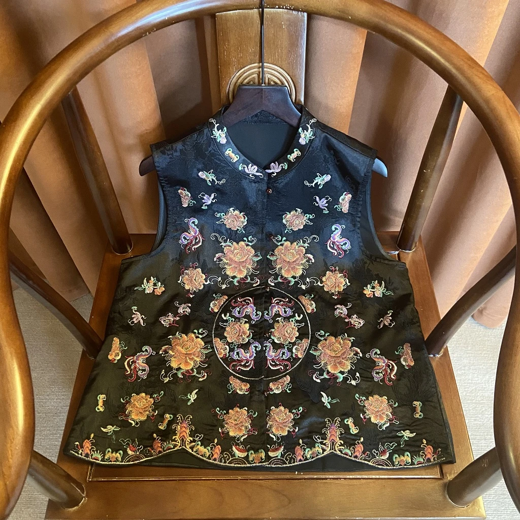 【鸢瑶】新中式高档织花洋气复古百搭无袖中国风时尚休闲马夹女