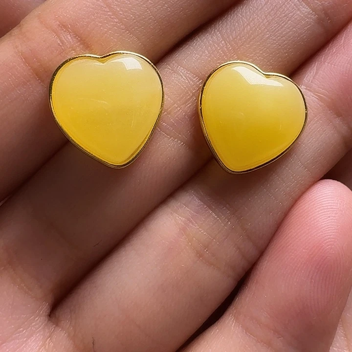 啤***基蜜蜡银S925镶嵌耳饰耳钉