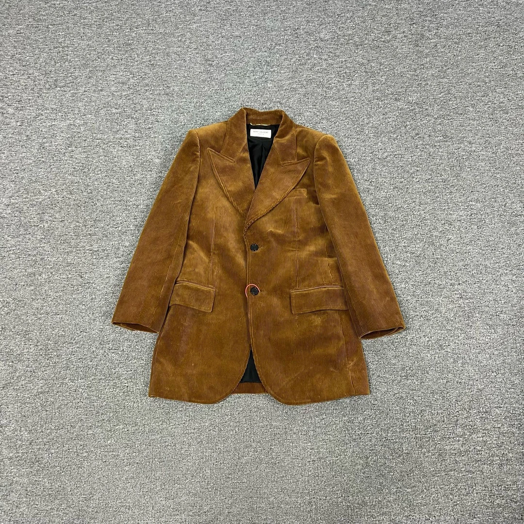 99新 YSL/圣罗兰 SLP 圣罗兰 焦糖色 灯芯绒 西装外套 99新 34码