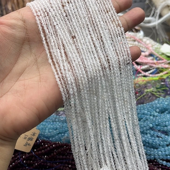 玛瑙/玉髓未镶嵌珠宝半成品一条2.5mm左右白水晶刻面