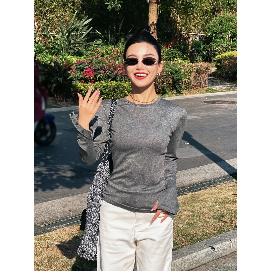 修身百搭长袖圆领打底25A0016