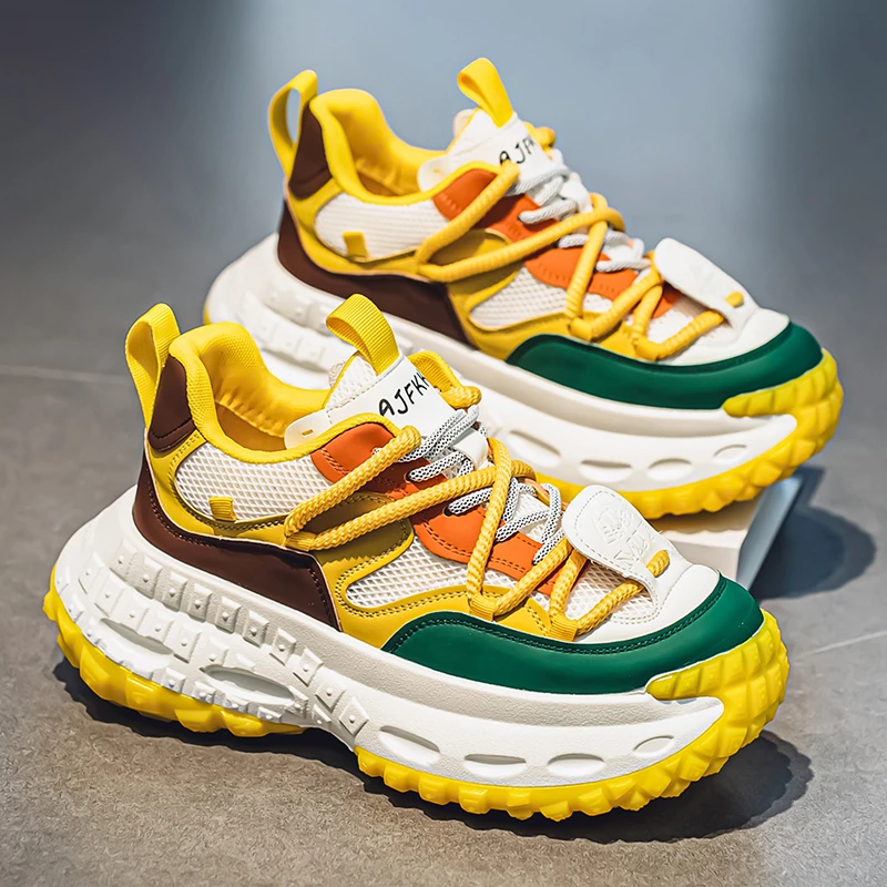 欧洲站男鞋夏季透气网面运动休闲潮鞋青少年网红爆款轮胎底老爹鞋