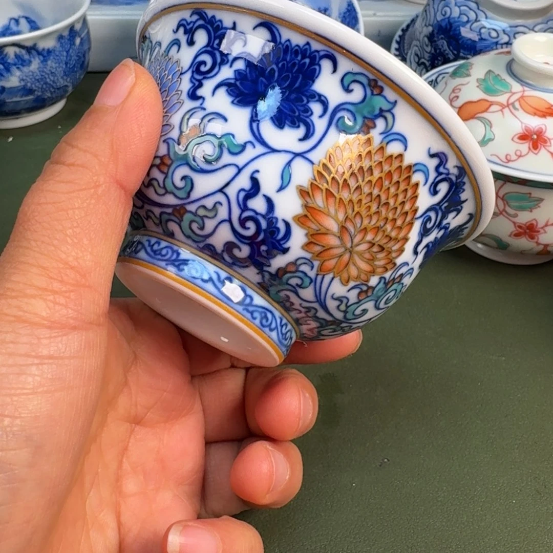 瓷景德镇纯手绘茶具圆圆208