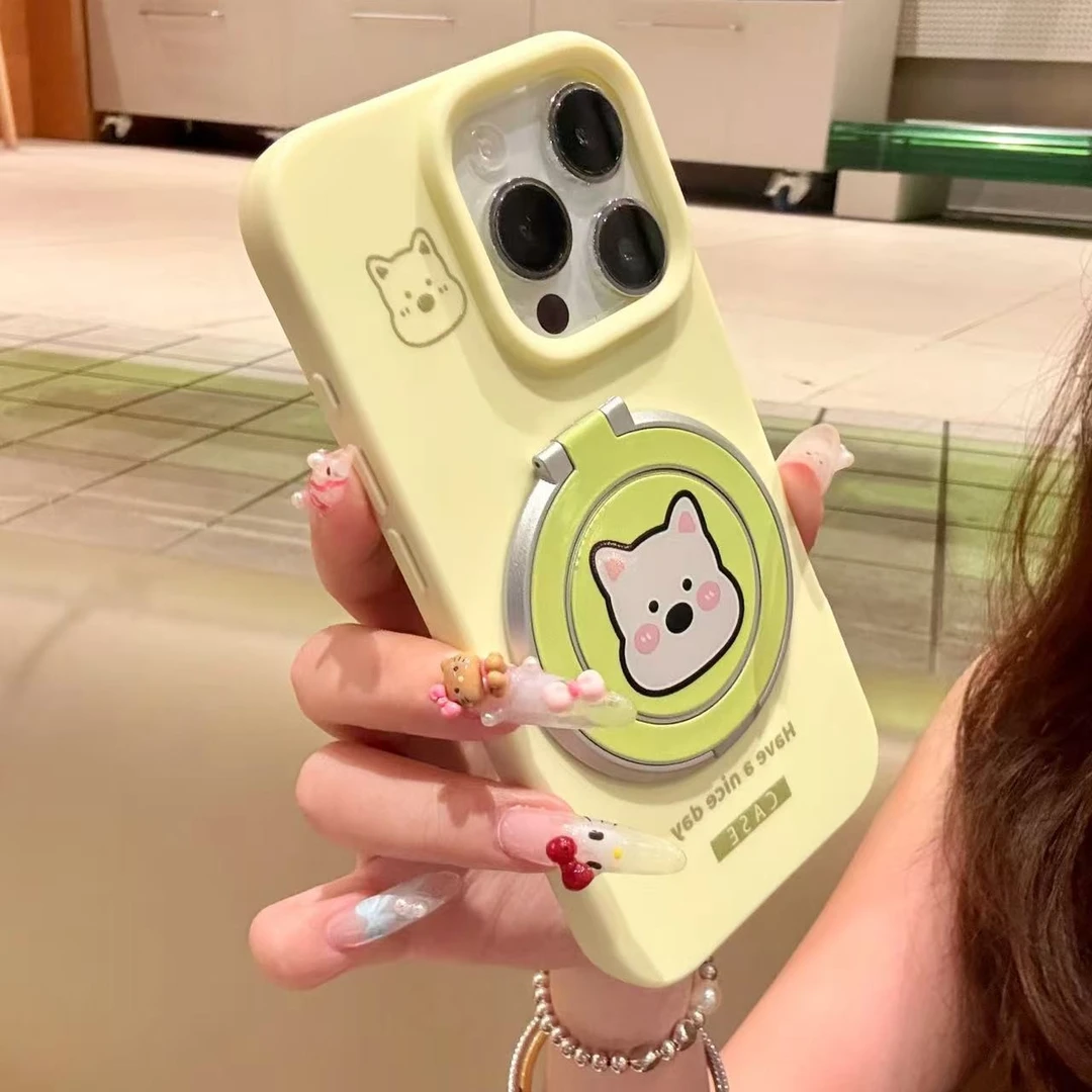 ins糖果色小狗黄色适用苹果15pro手机壳液态硅胶16/14p防摔保护壳