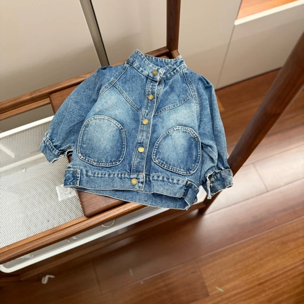 【编号F918】26807-06-儿童立领牛仔外套蓝色-LBM