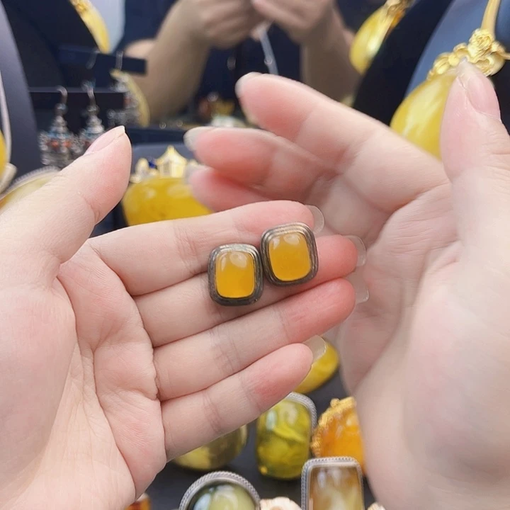 琥珀银S925镶嵌裸石