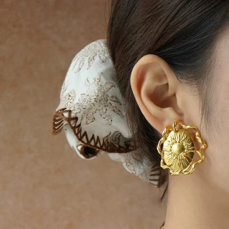 黄铜耳饰 博主同款太阳花度假风镂空小众设计感夏日浮光系列耳环