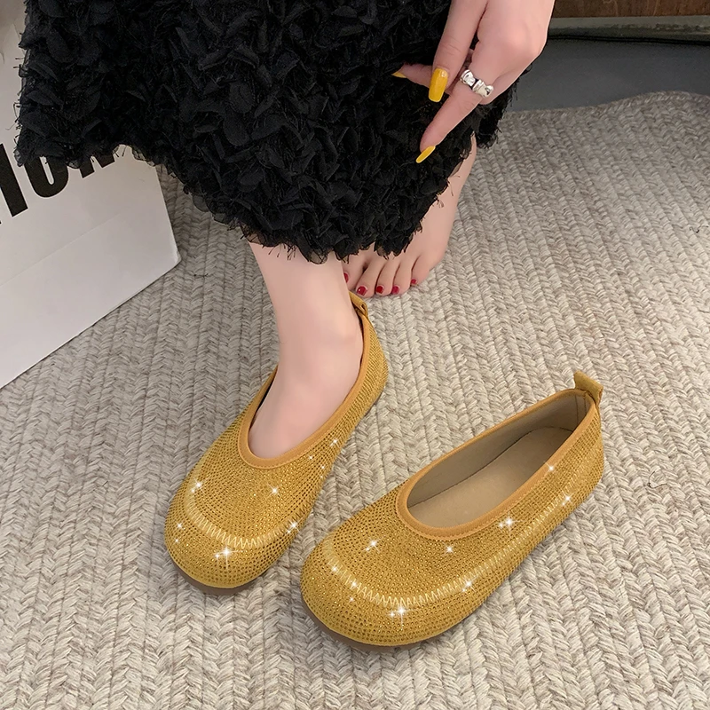 全钻磨砂皮女鞋2025春夏新款一脚蹬厚底浅口单鞋时尚百搭豆豆鞋潮