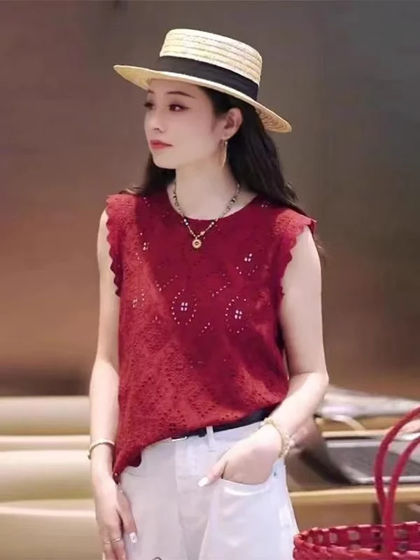 欧货复古设计感短袖衬衫女2025新款小飞袖镂空蕾丝花边显白2915