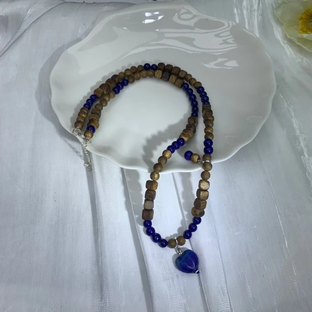 天然青金石爱心项链 多样性发其一 C7260