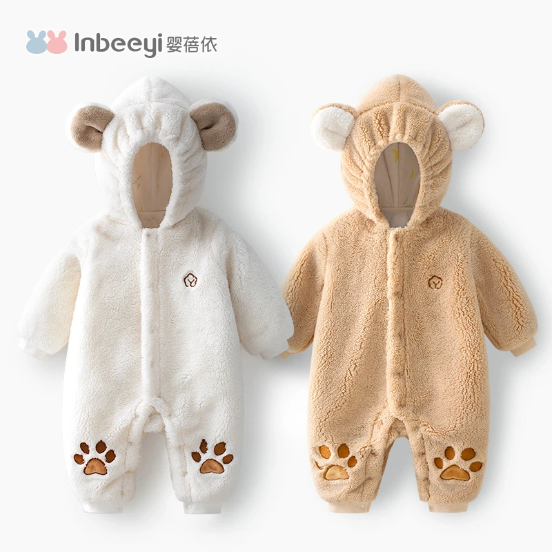 新生婴儿连体衣服男女宝宝春秋季外出抱衣外套可爱超萌小熊哈衣
