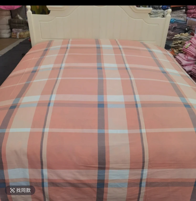 【双人床单】春意盎然 粉格 加厚斜纹棉 斜纹 印花