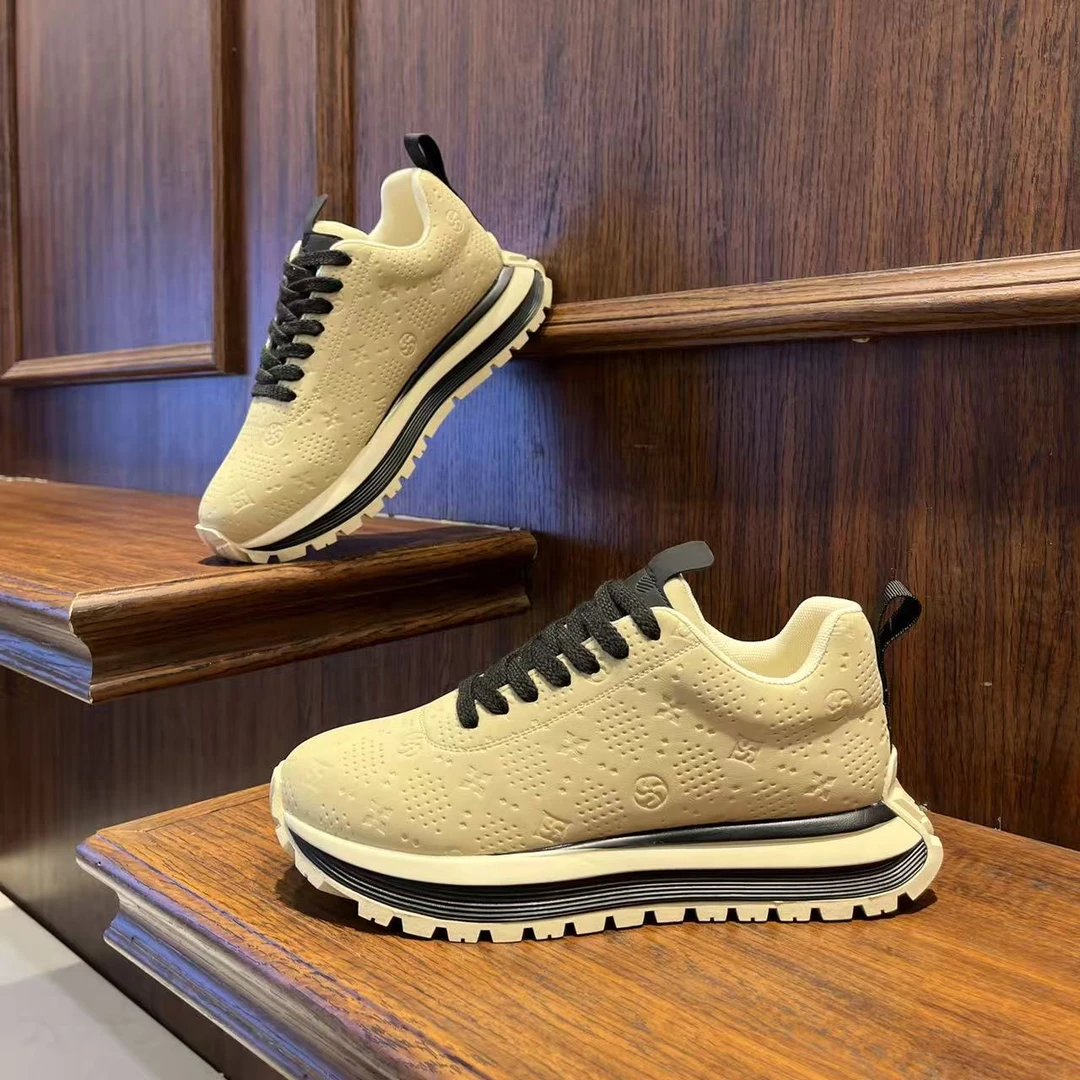 男鞋2025时尚个性小众拼色厚底休闲运动鞋潮流低帮系带男生鞋子