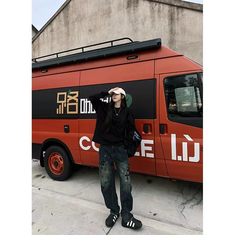 Double.S重磅水洗做旧复古秋冬牛仔裤（男女同款）95009