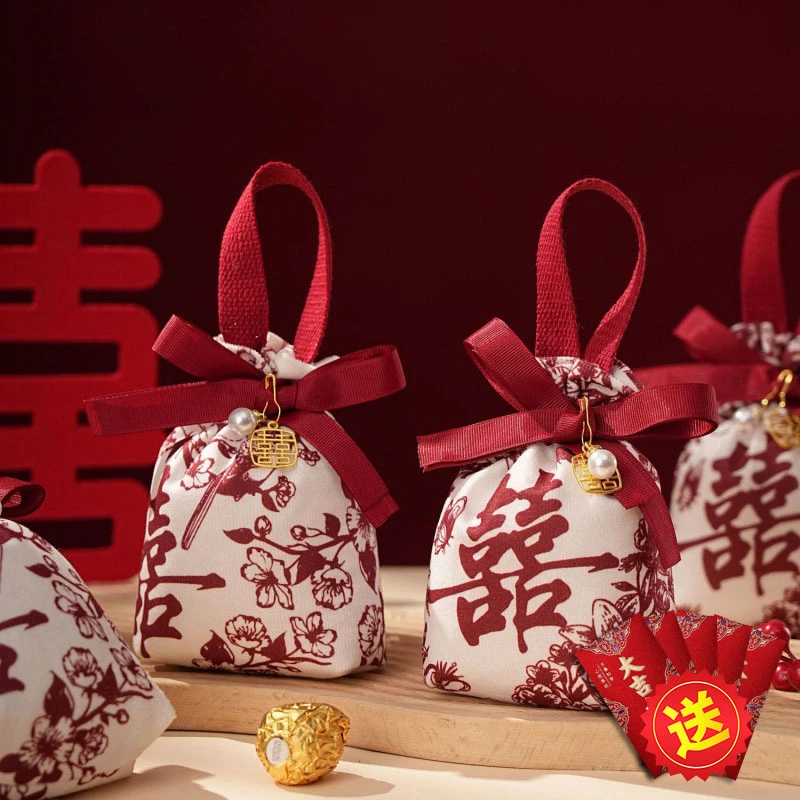 伴郎新娘轻奢升学宴实用订婚高档喜糖袋免款婚礼伴手礼手提式喜