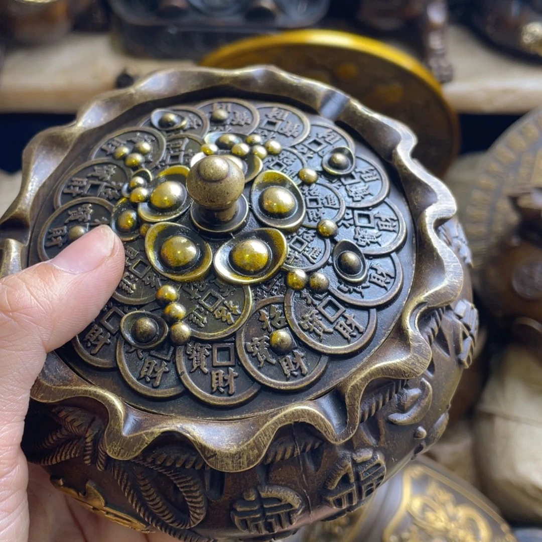 原矿风磨铜烟灰缸