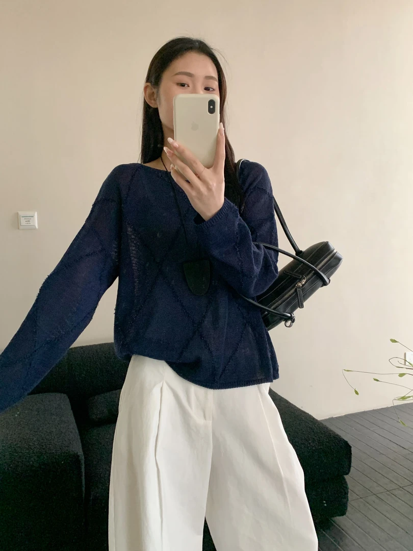 【DUODUO 969975】夏季和纸纱爆款新款女落肩防晒慵懒风针织衫