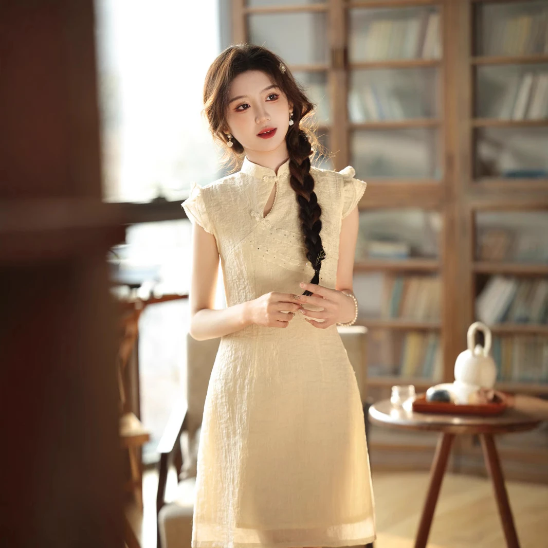 小个子短旗袍显瘦新中式夏新款上班可穿中式高级感旗袍连衣裙夏季