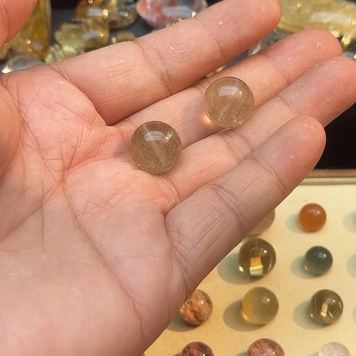 未镶嵌珠宝半成品发晶15.5mm 金发晶珠珠