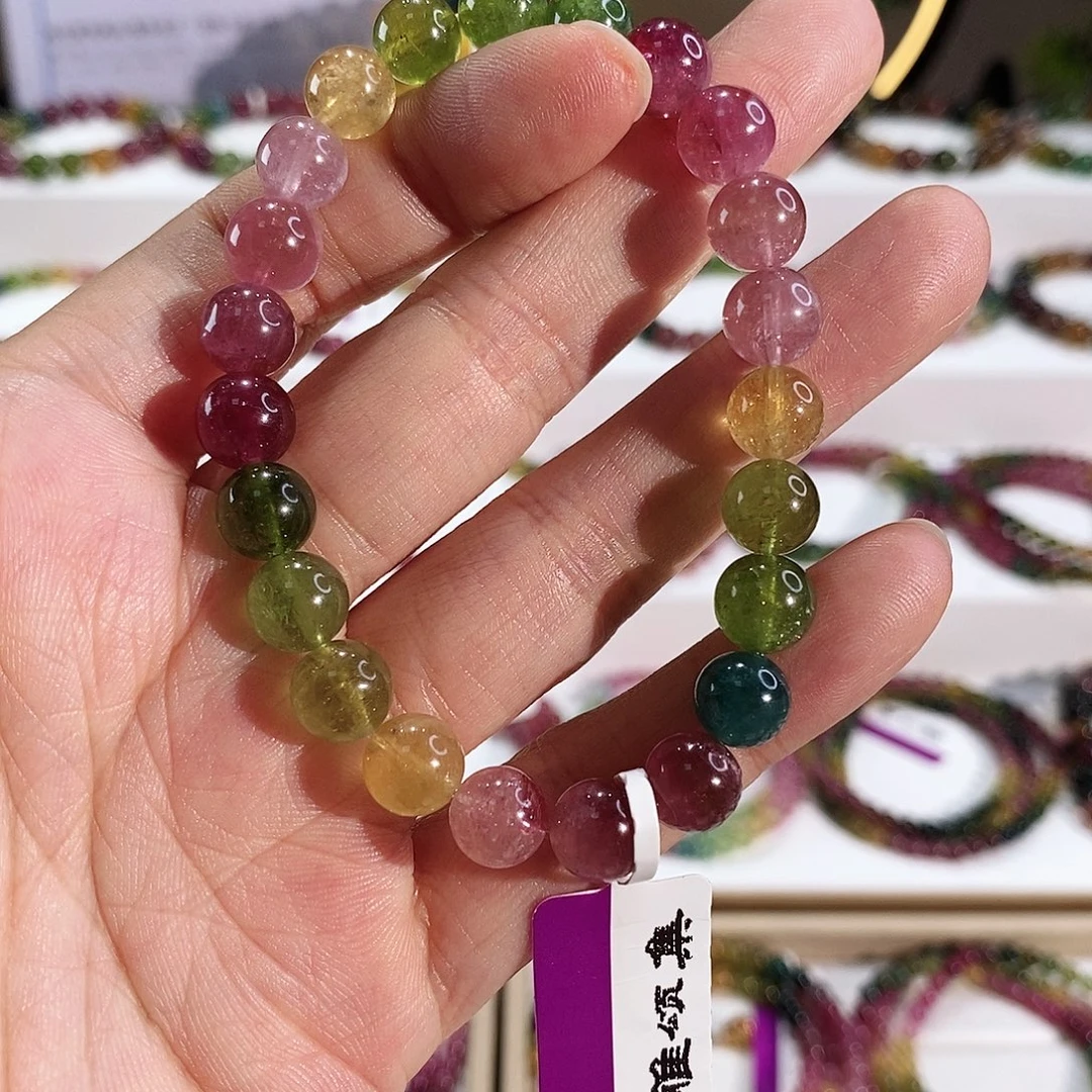 碧玺手串未镶嵌G2210素圈颜色微差