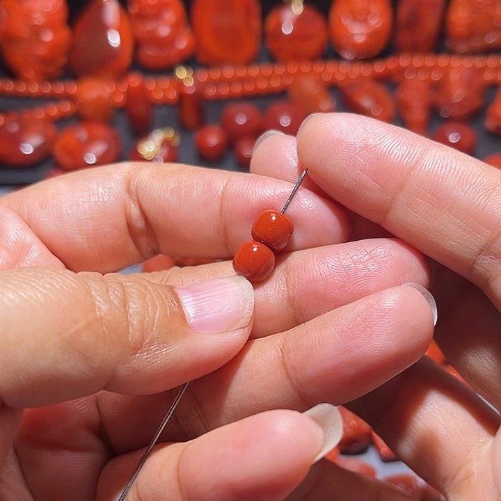 南红玛瑙未镶嵌配饰老型对珠7.2mm