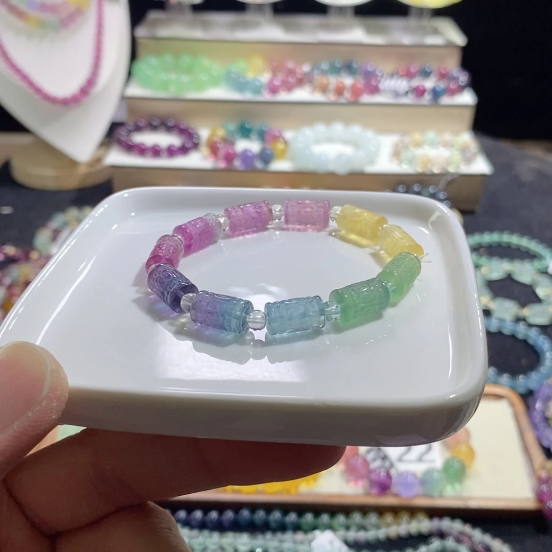 未镶嵌手链水晶彩虹渐变桶珠8mm
