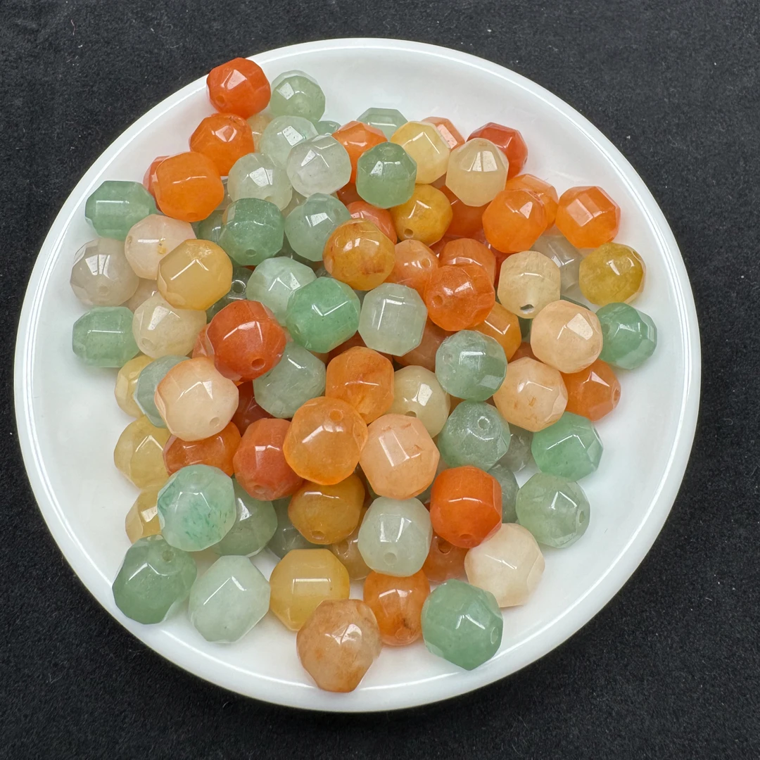 新疆金丝玉多宝菱形珠N274卡10×10mm 10颗（赠送弹力线）
