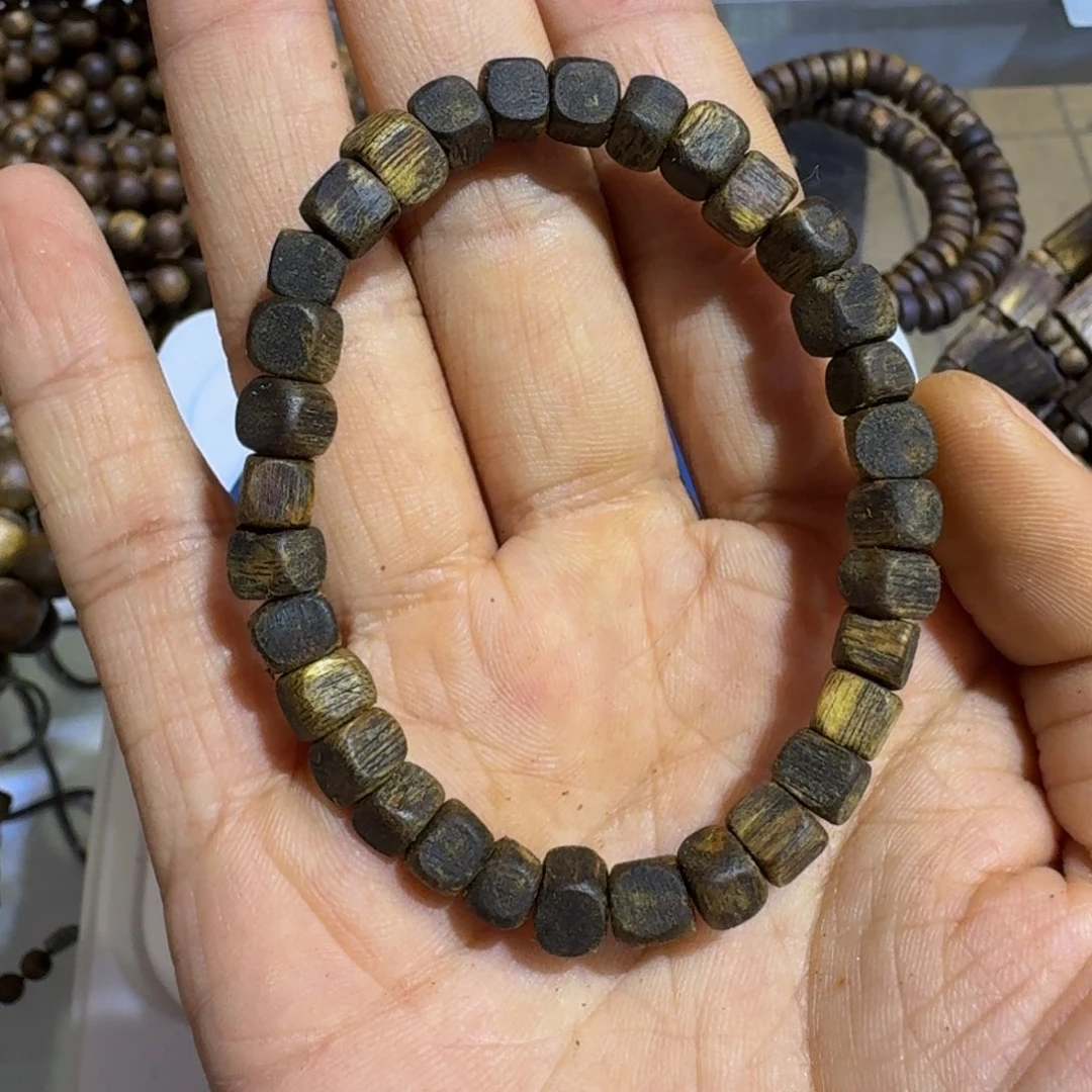 沉香手串紫棋沉水方糖老料0.7规格5.9克