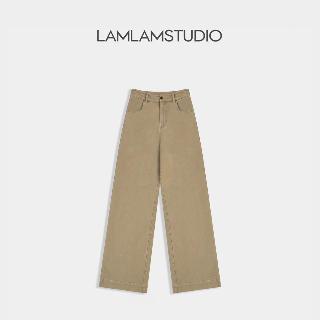 “中古质感”休闲裤牛仔裤阔腿裤百搭宽松张一琳轻奢L251023K