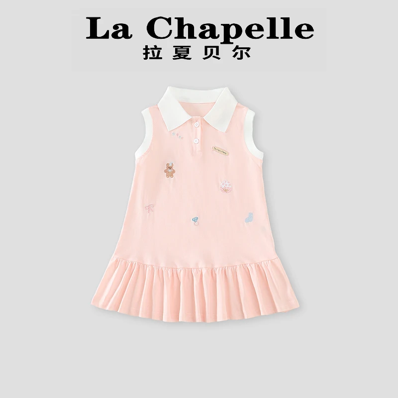 La Chapelle【拉夏贝尔】夏季新款无袖卡通刺绣儿童连衣裙LD749