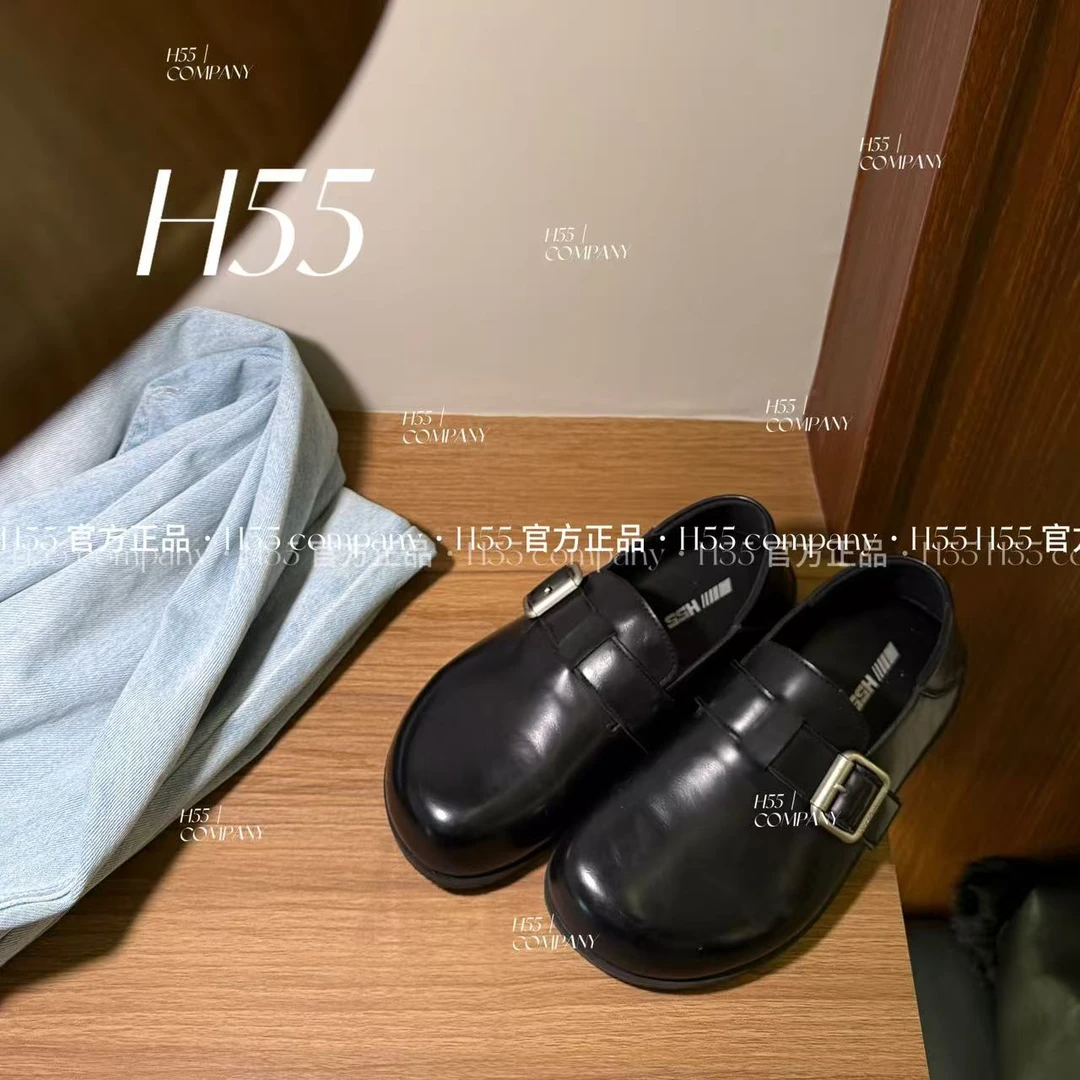 H55-All black宽版极简两穿博肯鞋3cm59-2249【M】