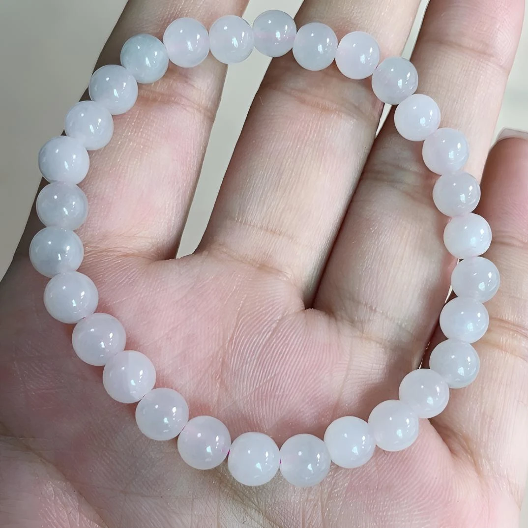 缅甸翡翠A货冰透水润精美圆珠手串单圈百搭女款（多样性发货）