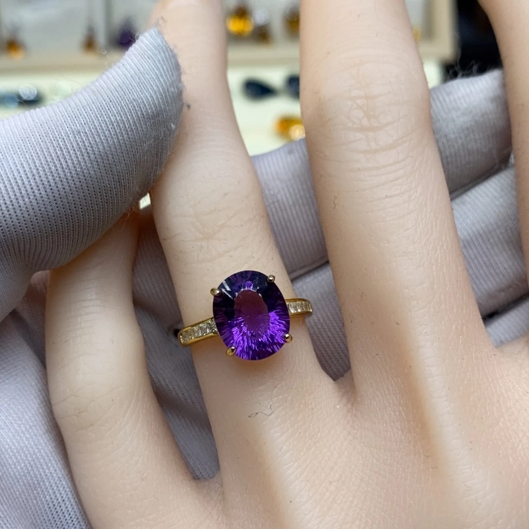 戒指银S925镶嵌紫晶