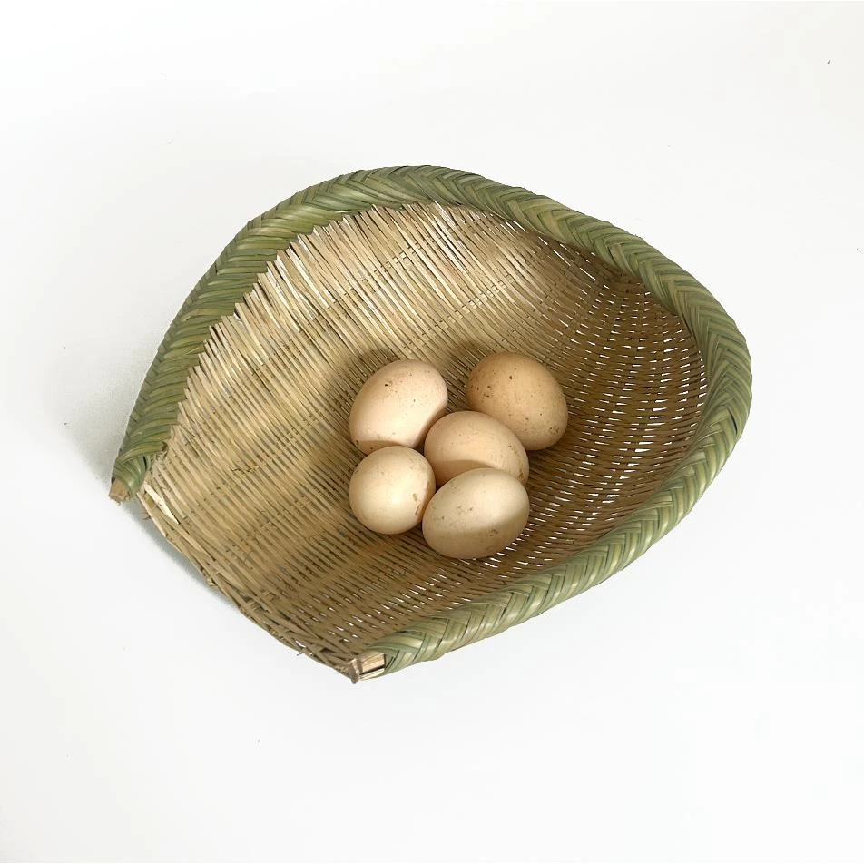竹编开口筲箕家用厨房沥水篮竹青皮竹簸箕馒头筐水果收纳竹篮子
