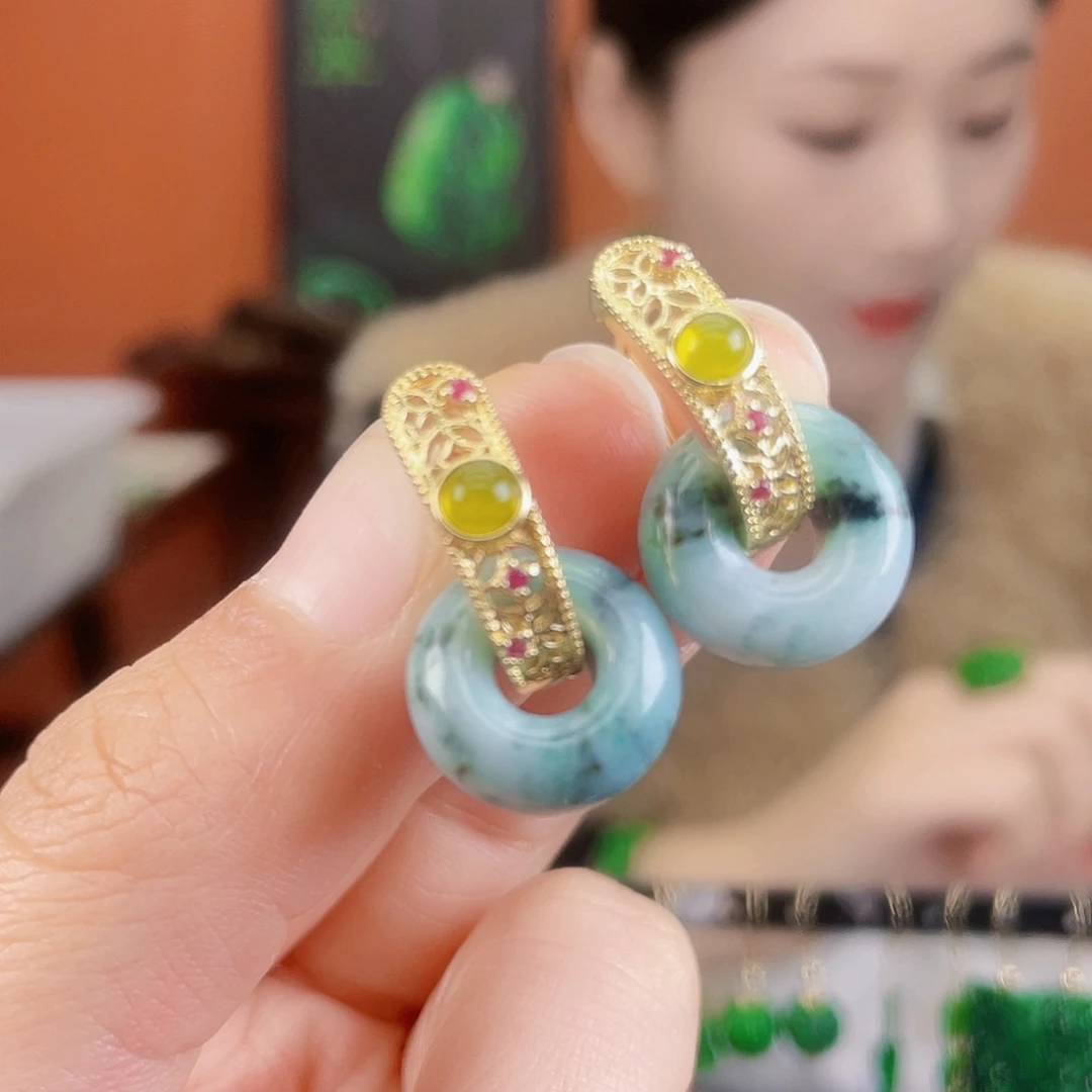 翡翠未镶嵌耳饰饰品