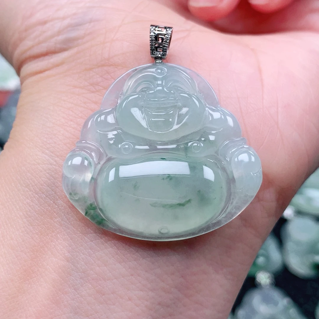 吊坠(不含链)18K金镶嵌翡翠